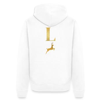 Letter l Golden Deer - Gift Idea - Unisex Premium Organic Zip Hoodie - white - Back - Thijin (182cm)