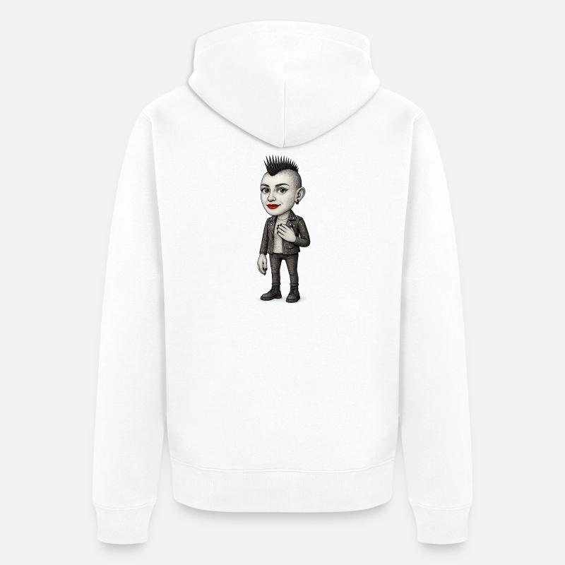 Mohawk Punker - Unisex Premium Bio Zip Hoodie - Weiß