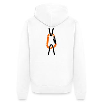 Karabiner Kletterseil Baumpfleger Alpinist - Unisex Premium Bio Zip Hoodie - Weiß - Hinten - Thijin (182cm)