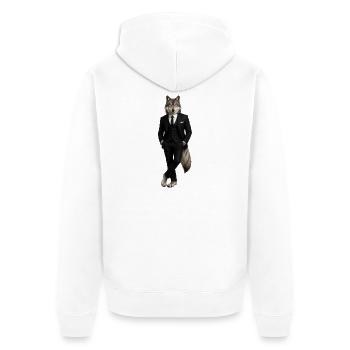 Wolf im eleganten Anzug - Unisex Premium Bio Zip Hoodie - Weiß - Hinten - Thijin (182cm)