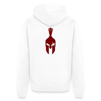 Spartanischer Kriegerhelm - Unisex Premium Bio Zip Hoodie - Weiß - Hinten - Thijin (182cm)