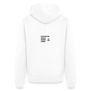 Ich bin nicht faul ich bin im Energiesparmodus - Unisex Premium Bio Zip Hoodie - Weiß - Hinten - Thijin (182cm)