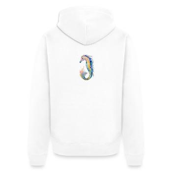 Seepferdchen - Unisex Premium Bio Zip Hoodie - Weiß - Hinten - Thijin (182cm)