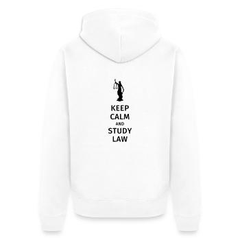keep calm and study law - Unisex Premium Bio Zip Hoodie - Weiß - Hinten - Thijin (182cm)