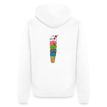 Eiscreme - Unisex Premium Bio Zip Hoodie - Weiß - Hinten - Thijin (182cm)