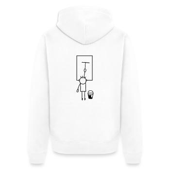 Mann putzt Fenster - Unisex Premium Bio Zip Hoodie - Weiß - Hinten - Thijin (182cm)