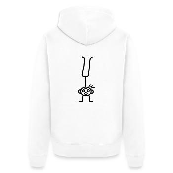 Strichmännchen turnen - Unisex Premium Bio Zip Hoodie - Weiß - Hinten - Thijin (182cm)