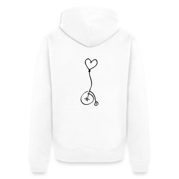 Ein Herz für Rollstuhlfahrer Silhouette Zeichnung - Unisex Premium Bio Zip Hoodie - Weiß - Hinten - Thijin (182cm)