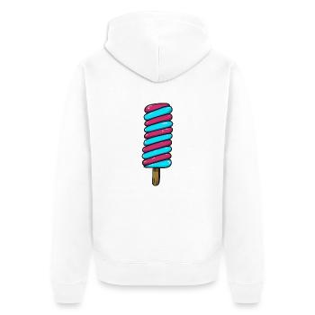 Crème glacée | Crème glacée rose rose bleu | Glace - Veste à capuche bio Premium Unisexe - blanc - Dos - Thijin (182cm)