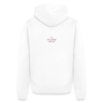 in vino calido veritas schrift - Unisex Premium Bio Zip Hoodie - Weiß - Hinten - Thijin (182cm)