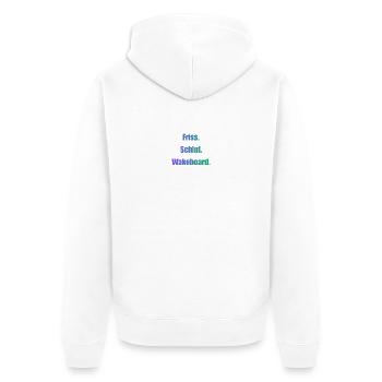 Friss Schlaf Wakeboard - Unisex Premium Bio Zip Hoodie - Weiß - Hinten - Thijin (182cm)