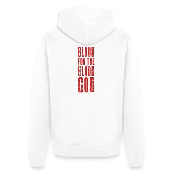 Blood For The Blood God - Unisex Premium Organic Zip Hoodie - white - Back - Thijin (182cm)
