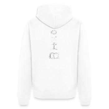 Vom Kreuz zur Auferstehung - Unisex Premium Bio Zip Hoodie - Weiß - Hinten - Thijin (182cm)