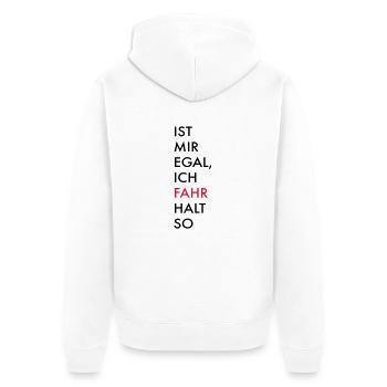 fahren - Unisex Premium Bio Zip Hoodie - Weiß - Hinten - Thijin (182cm)