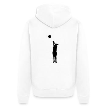 Women basketball de - Unisex Premium Bio Zip Hoodie - Weiß - Hinten - Thijin (182cm)