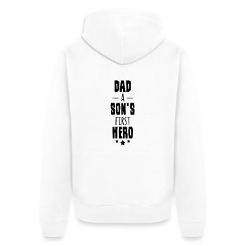 Dad A Sons First Hero - Unisex Premium Bio Zip Hoodie - Weiß - Hinten - Thijin (182cm)