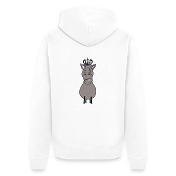 König Pony Pferd Pferde Gaul Krone - Unisex Premium Bio Zip Hoodie - Weiß - Hinten - Thijin (182cm)
