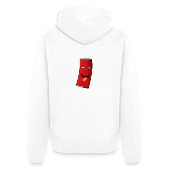 Cola Dose Zunge raus! Cola can toungue out! - Unisex Premium Bio Zip Hoodie - Weiß - Hinten - Thijin (182cm)
