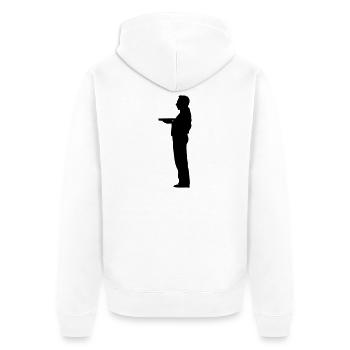 Kellner Butler Schattenfigur - Unisex Premium Bio Zip Hoodie - Weiß - Hinten - Thijin (182cm)