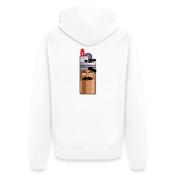 SCHNURRBART VATER VATER VATER RAUCHER - Unisex Premium Bio Zip Hoodie - Weiß - Hinten - Thijin (182cm)