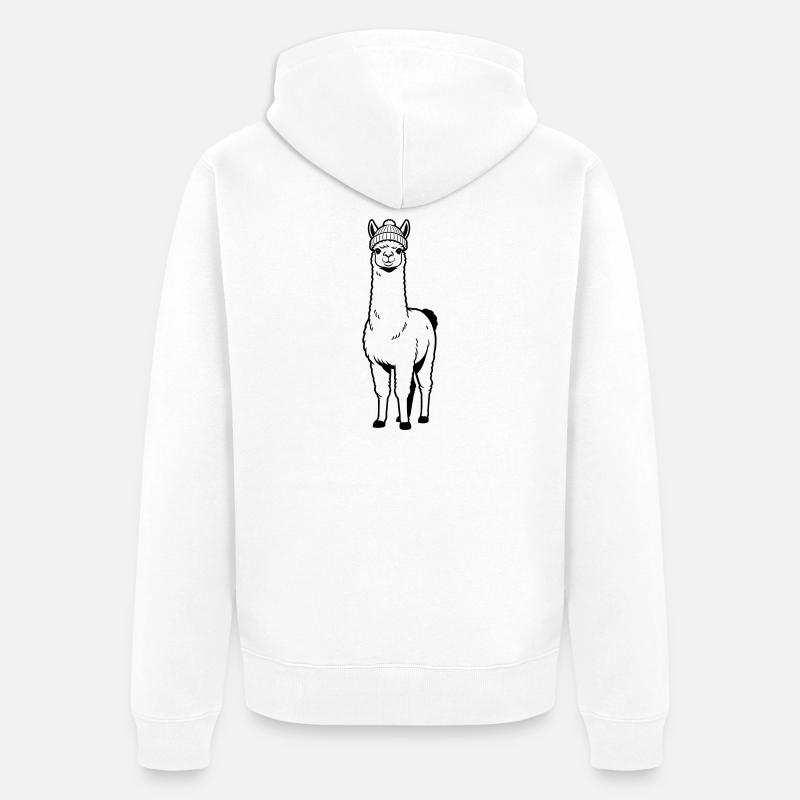 Lama Beanie - Veste à capuche bio Premium Unisexe - blanc
