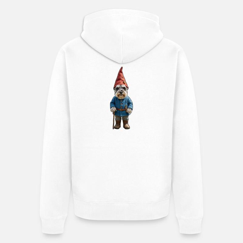 Gartenzwerg Schnauzer Zauber - Unisex Premium Bio Zip Hoodie - Weiß
