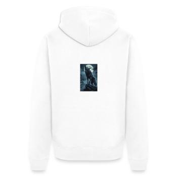 Wolf bei Vollmond - Unisex Premium Bio Zip Hoodie - Weiß - Hinten - Thijin (182cm)