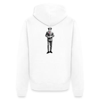 Geschäftsmann Affe in Anzug Streetart Stil - Unisex Premium Bio Zip Hoodie - Weiß - Hinten - Thijin (182cm)
