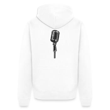 Vintage Mikrofon Design für Musiker - Unisex Premium Bio Zip Hoodie - Weiß - Hinten - Thijin (182cm)