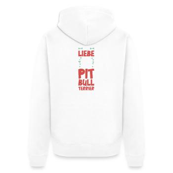 Ich liebe  Bull Terrier - Unisex Premium Bio Zip Hoodie - Weiß - Hinten - Thijin (182cm)