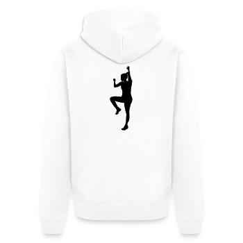 Climbing Power Woman – Climbing Spirit - Unisex Premium Organic Zip Hoodie - white - Back - Thijin (182cm)