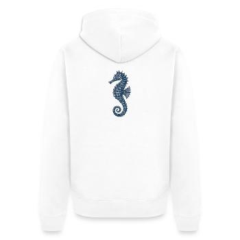 Elegant Marine Seahorse Illustration - Unisex Premium Organic Zip Hoodie - white - Back - Thijin (182cm)