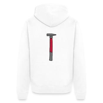 hämmern hammer nageln hauen klopfen festnageln näg - Unisex Premium Bio Zip Hoodie - Weiß - Hinten - Thijin (182cm)