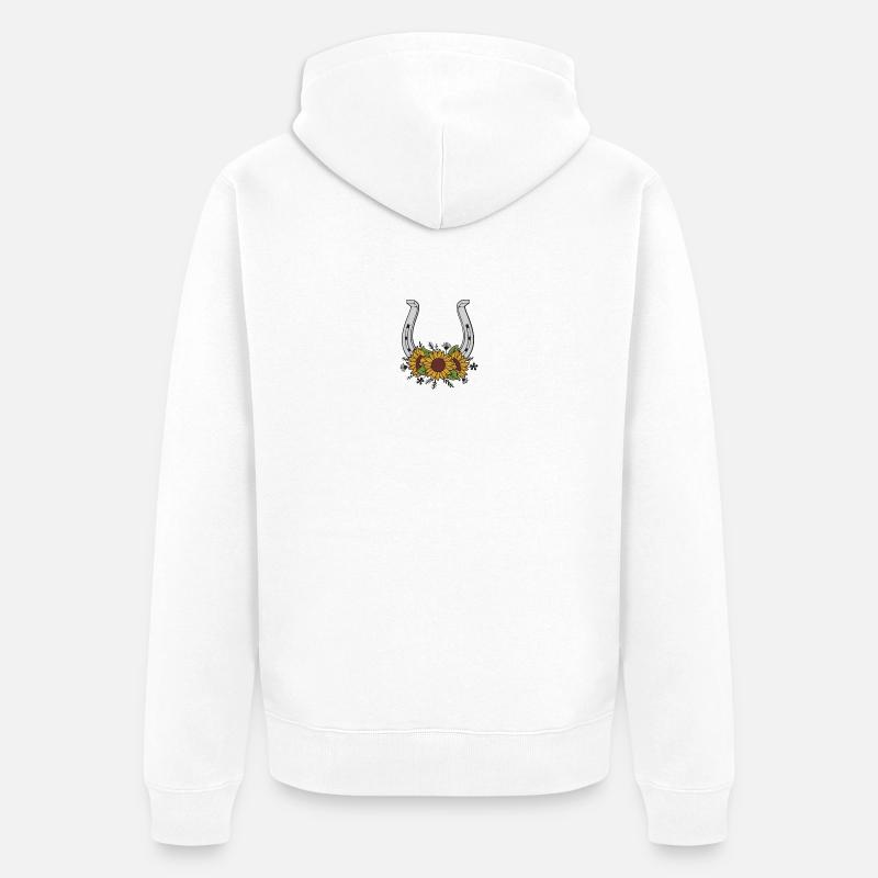 Sonnenblumen Hufeisen Muster - Unisex Premium Bio Zip Hoodie - Weiß