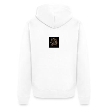 Golden Horse Head Flame Style - Unisex Premium Organic Zip Hoodie - white - Back - Thijin (182cm)