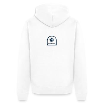 Arch Ocean_Blue_Nomadico - Unisex Premium Organic Zip Hoodie - white - Back - Thijin (182cm)