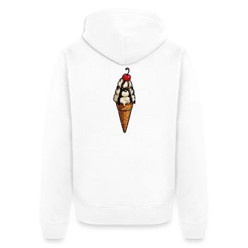 Schmelzende Eiscreme Krone im Waffel - Unisex Premium Organic Zip Hoodie - white - Back - Thijin (182cm)