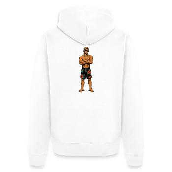 Tropical Muscle Hero - Unisex Premium Organic Zip Hoodie - white - Back - Thijin (182cm)