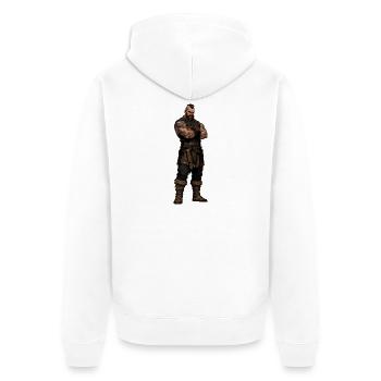 Barbarian warrior in leather - Unisex Premium Organic Zip Hoodie - white - Back - Thijin (182cm)