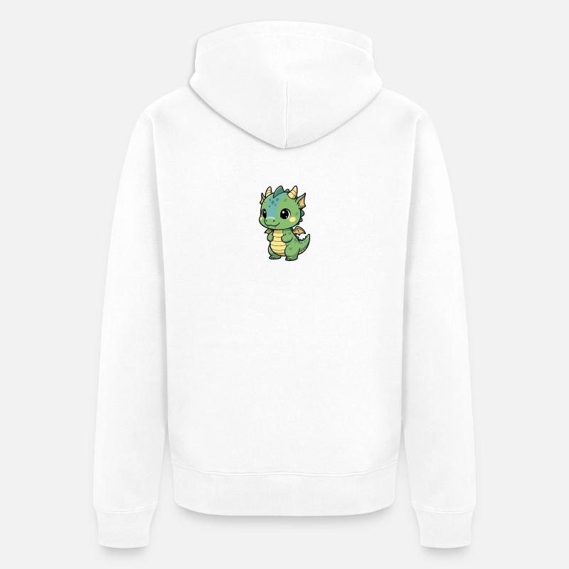 Mignon bébé dragon | Kawaii et câlin - Veste à capuche bio Premium Unisexe - blanc