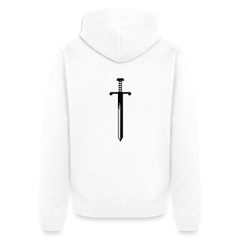 Schwert - Unisex Premium Bio Zip Hoodie - Weiß - Hinten - Thijin (182cm)