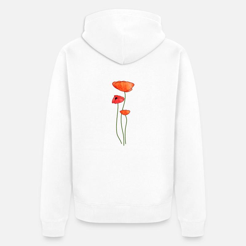Trois fleurs de pavot - Veste à capuche bio Premium Unisexe - blanc