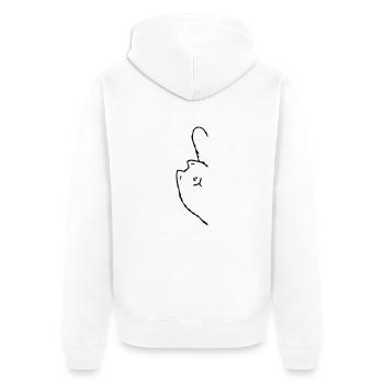 Schräge Katze - Unisex Premium Bio Zip Hoodie - Weiß - Hinten - Thijin (182cm)