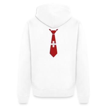 Cravate suisse – Conception du drapeau - Veste à capuche bio Premium Unisexe - blanc - Dos - Thijin (182cm)