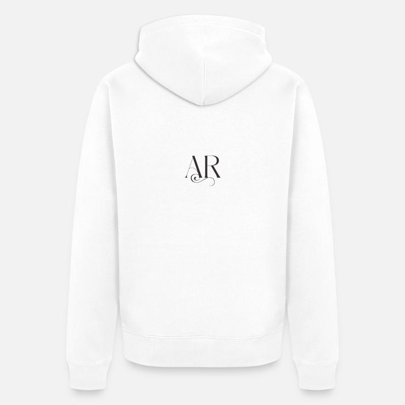 Élégance Classique Monogramme AR - Veste à capuche bio Premium Unisexe - blanc