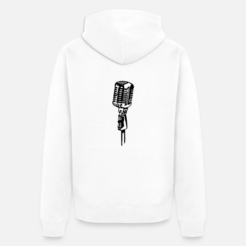 Retro Microphone - Veste à capuche bio Premium Unisexe - blanc