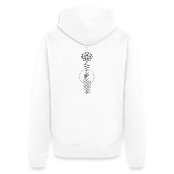 Heart Totem – Zeichen des Fühlens Herzsymbol - Unisex Premium Bio Zip Hoodie - Weiß - Hinten - Thijin (182cm)
