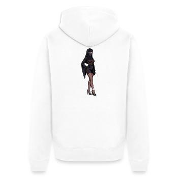 ShadowNinja mit Tattoo - Unisex Premium Bio Zip Hoodie - Weiß - Hinten - Thijin (182cm)