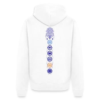 Spiritualität Meditation Heilige Geometrie Lotus - Unisex Premium Bio Zip Hoodie - Weiß - Hinten - Thijin (182cm)