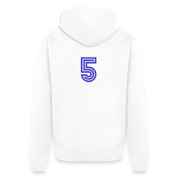 5. 5 YEARS. 5th ANNIVERSARY. 5 YEAR ANNIVERSARY - Unisex Premium Organic Zip Hoodie - white - Back - Thijin (182cm)